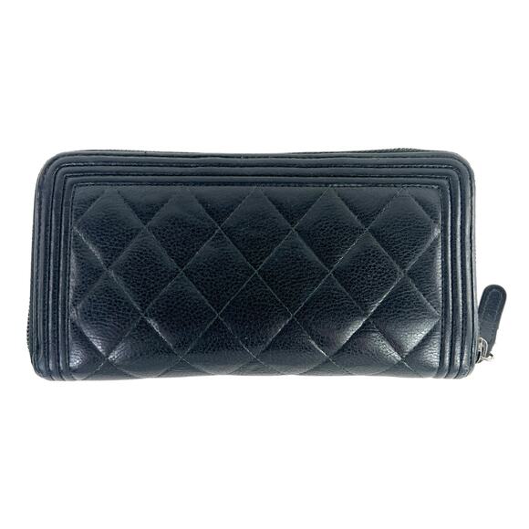 Chanel CC Boy Caviar Leather Zip Around Wallet - Picture 2 of 9
